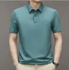 Herrpolos high end is siden bekväm och andas t-shirt män kort ärm sommar modebrev varumärke broderad casual polo skjorta 230706