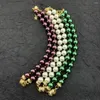 Pendant Necklaces Vintage Purple White Green Glass Pearl Magnetic Universal Chain