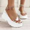 Klänningskor Sandaler Kvinnor 2024 Höga klackar damer Fashion Beach Transparent Wedges Platform Jelly Sandalias Mujer