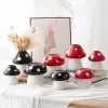 Vases Mushroom Ceramic Vase Red Mushroom Decoration Handicraft Candle Holder Table Top Flower Arrangement Home Nut Jewelry Storage Box