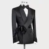 Veste de costume pour hommes avec ceinture noire unie, châle à double boutonnage, coupe cintrée, marié de mariage personnalisé, smoking Fi Blazer 2024 O4tV #