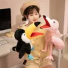 Oiseau doux en peluche poupée perroquet hibou aigle flamant rose paon Cospaly peluche poupée éducative bébé jouets Kawaii main doigt marionnette 240321