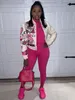 Mode afdrukken Honkbaljack Korte rekbare knop Cardican jas Spring Streetwear Y2K Hip Hop Vrouw Groothandel 240315