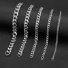 سلسلة MKENDN 3-11MM دراجة نارية رجال الصخور الصخرية الصخرية المقاوم للصدأ مقعد السلسلة الكوبية سوار الفضة 24325