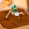 Anillos de boda Boho femenino pequeño verde mariposa piedra anillo de compromiso de moda color plata novia joyería regalo para las mujeres