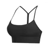 Yoga Outfit LU Women Cozy Widen Hem Padded Running Sports Bra Y-Shape Racer Back Spaghetti Straps Tops With Removable Cups