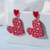 Bengelen oorbellen sansango romantische printkleur matching acryl hart drop voor vrouwen retro accessoires meisjes sieraden