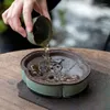 Teaware Sets Coarse Pottery Begonia Pot Bearing Dry Bubble Plate Ginkgo Gold Foil Small Tea Tray Ceramic KungFu Set Holder