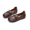 Casual Schoenen Lente Zomer Mode Dames Echt Leer Ronde Neus Platte Hak Dames Flats Loafers Vrouwelijke Koeienhuid