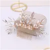 Hair Clips Barrettes Trendy Leaf Headband Luxury Crystal Pearl Rhinestone Comb Clip For Women Prom Bridal Accessories Jewelry Pin Drop Ot3Mp