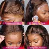 Ubest Цветные передние человеческие шоколадно-коричневые 13x4 Объемные волны Прозрачные кружевные фронтальные парики с детскими волосами, предварительно выщипанные для чернокожих женщин Плотность 200 24 дюйма