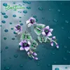 Dangle Chandelier Santuzza Pure 925 Sterling Sier Stud Earrings For Women Purple Flower Butterfly Green Spinel Fine Jewelry Handma Dhdu1