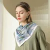 Sarongs Summer Luxury Brand Silk Square Femmes châles et enveloppe le bureau de la mode Small Hair Cou Band Broulard foulard 90 * 90cm 24325