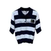 Designer Women's Sweaters 24SS Spring New Miui Navy Style Striped T-shirt kortärmad polo topp kvinnors mångsidiga pullover topp