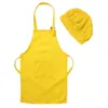 Printable US Apron Stock Customize Children Set Kitchen Waists 12 Colors Kids Aprons With Chef Hats For Painting Cooking Baking s