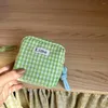 Cosmetic Bags Candy Color Plaid Mini Bag Cotton Cloth Makeup Tampon Organizer Large Capacity Korean Style