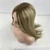 Toppers Personalizado Piano Cor Reta Mulheres Topper 100% Virgem Cabelo Humano Nós Invisíveis Base de Seda Clipe em Peças de Cabelo