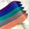 Extensiones JENSFN Extensiones de cabello de color de doble barra Cabello humano Cabello fácil de tirar Cabello real Nontrace Nano 10 pares Color rosa azul