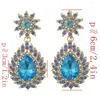 Baumeln Ohrringe Elegante 7 Farben Mode Luxus Tropfen Wasser Strass Blume Kristall Schmuck Frauen Lange Tropfen Ohrringe