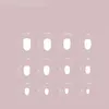 Falska naglar 24 st kort mandel franska aurora rosa vita rosröd fulla omslag avtagbara nagelips