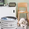 Panier de rangement de jouets de grande capacité pour vêtements de chien, boîte ronde pliable pour vêtements d'animaux de compagnie, tissu en lin avec poignée, organisateur d'articles divers