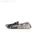 Sıradan Ayakkabı Kadın Gümüş Saçak Detaylandırma Loafers 2024 Yuvarlak Toe Dantel Deri Daireler Kristal Dekorasyon Çok yönlü rahat