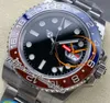 PEPSI 126710 DD3285 Automatyczne męskie zegarek Clean CF Red Blue Ceramics Bezel Black Dial 904l Oystesteel Bransoletka Super Edition sama seriala karty gwarancyjnej Pureteim