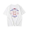 Designer 2024 SS White Cartoon T-shirt à manches courtes Femme 2023 Nouveau style de chat d'été