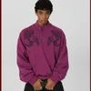 Мужская толстовка на молнии с принтом в стиле гот, мужской свитер Y2K, свободный воротник-стойка, уличные топы, толстовка оверсайз, повседневная уличная одежда в стиле Харадзюку 240312