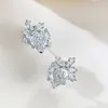Stud Earrings S925 Silver High Carbon Diamond One Carat Heart Shaped Love Classic Versatile Earring Jewelry