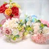 Flores decorativas fita buquês de casamento nupcial segurando rosas buquê de dama de honra hortênsia artificial noiva mariage acessórios