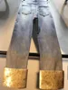 Jeans pour femmes Style chinois Jacquard Épissage Diamants Pantalon en denim droit pour femmes 2024 Printemps Taille haute Stretch Longueur de la cheville