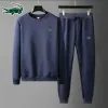 2023 Neue hochwertige Herren Freizeitsportrunde Hals-Hoodl-Pullover+Outdoor-Laufhosen Set E7E7#