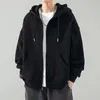 Spring and Automne Mens Color Color Cardigan Hoodies Sweetshirt Casual Loose Male Hooded Vêtements d'extérieur Top 240312