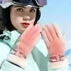 Велосипедные перчатки теплые зимние ветрозащитные с плюшевой подкладкой, совместимые с сенсорным экраном для женщин, идеальны для катания на лыжах