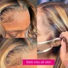 Destaque Wig Honey Blond Colored Lace Marrom Frente Human Human Wigs For Women 13x4 Pré -arranhado HD Transparente Wig frontal