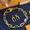Ensembles de bijoux de créateurs de luxe pour femmes, Bracelet, boucles d'oreilles, pendentif, collier, chaîne à maillons cubains