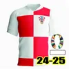 2024 Euro Cup Croácia Jersey Nova 2025 Croatie National Team 24 25 Camisa de Futebol Homens Crianças Kit Set Home Branco Away Blue Men Jerseys MODRIC KOVACIC PASALIC PERISIC