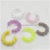 Stud Ujbox Wholesale Bk Mticolor Rainbow Clear Acrylic Twist Earrings Hoop For Women 231127 Drop Delivery Jewelry Dhkfv