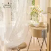 Curtains Romantic French Curtain Lace Curtain Finished American Pastoral Vintage Pearl White Tulle Fabric Room Bedroom Punch Hook Yarn