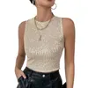 Kvinnors tankar Kvinnor Glittery paljett Crop Tops Vest Ladies Party Casual Solid Color Sleeveless T-shirt Camisole för Rave Dancing Club Wear