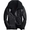 marka Men Men orygine skórzane ciepłe jagnięce wełna prawdziwa futrzana podszewka zimowa motocyklowy płaszcz 6xl shearling aviator kurtka streetwear k3po#