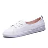 Zapatos informales, zapatillas de deporte de cuero genuino para mujer, zapatos deportivos de moda vulcanizados para mujer, zapatos planos de verano para mujer con cordones blancos 42