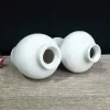 Vase 1PC白いセラミック工芸品花瓶の粗い陶器艶をかけられたマットヨーロッパの花の花瓶の家の飾り小さなテーブル花瓶