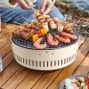 Grills BBQ Grill Holzkohle Rauchloser Brenner Multifunktionale Holzöfen Zelt Grill AntiRust Camping Zubehör Camp Herd Für Grill