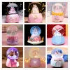 Boxes Crystal Ball Music Box Star Princess Birthady Gifts Rainbow Glowing Snowflakes Music Box Home Decoration Desktop Ornament