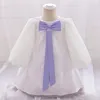 Sukienki dla dziewczynek formalny długi rękaw 1 suknia urodzinowa na ubrania dla niemowląt Bow Bow Księżniczki Party Wedding Suknia 0-2 rok