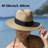 Breda randen hattar hink hattar stor storlek 56-58 59-60 cm ny naturlig panama stråhatt sommarmens bred brun strand uv skydd fedora sol hatt grossist j240325