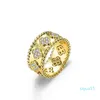 2024 Vier Blattklee Ring Kaleidoskop Designerringe für Frauen 18k Gold Silber Diamond Nagel Luxus Valentinstag Party