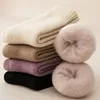 Kvinnors strumpor Medium Tube Sock Winter Warmer Wother Thicken Sömlös termisk ull Sovning Polyester Cotton Cashmere Snö